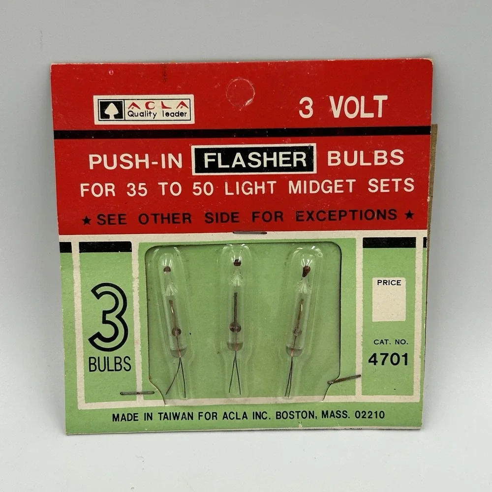 VTG NIP 3 Volt‎ Beacon 3 Pushin Replacement Bulbs for Christmas Midget Sets 4701